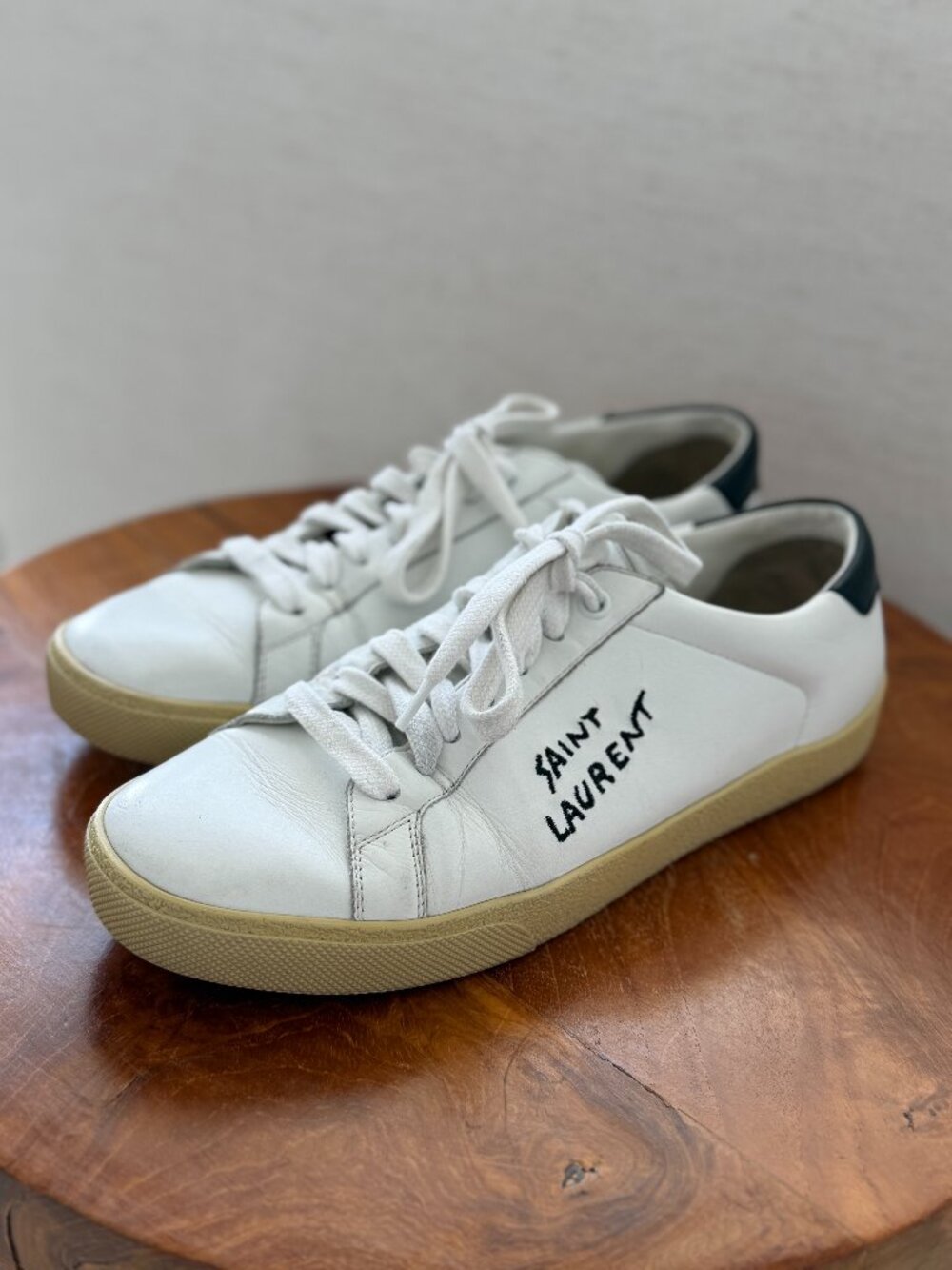 Saint Laurent Women's Court Classic White Leather Sneakers Size 38/7.5